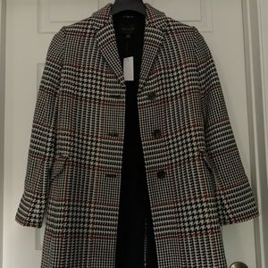 Ann Taylor Houndstooth Pattern Coat Coatigan